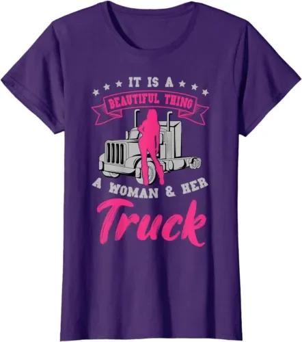 Truck Driver Trucker Teamster Lgv Truckie Driving Maglietta Girocollo Da Donna Maniche Lunghe O Corte