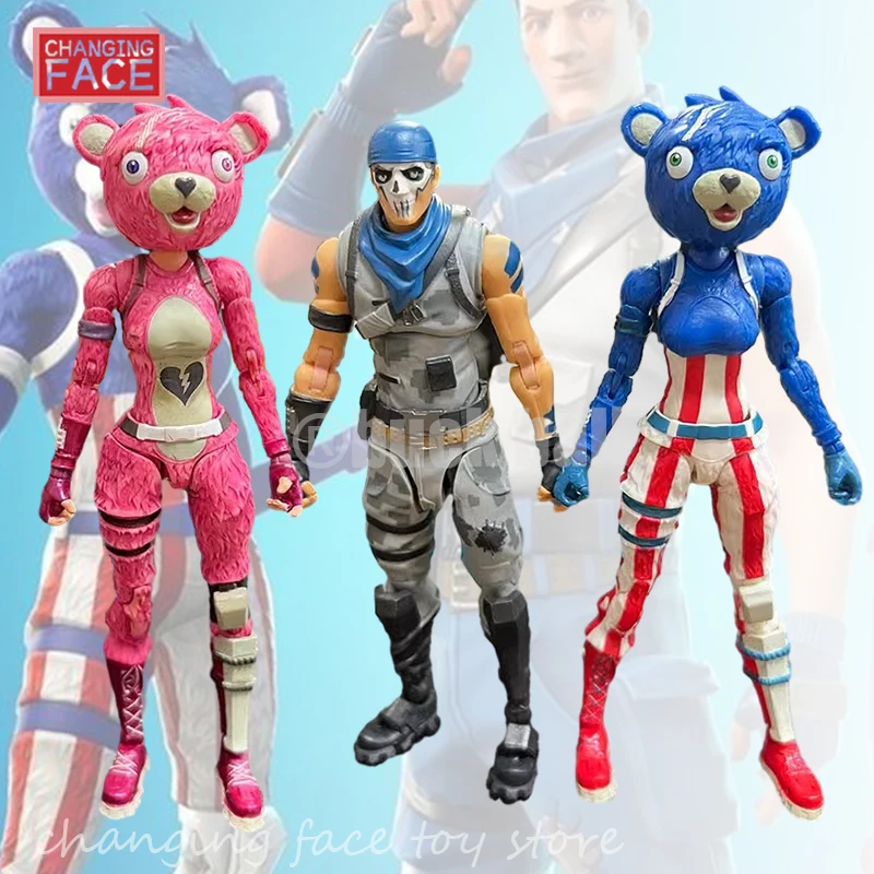 Originale Fortnite Fortress Night Blue Soldier American Bear Girl 7 Pollici Action Figure Collection Model Toy Regalo Di Natale