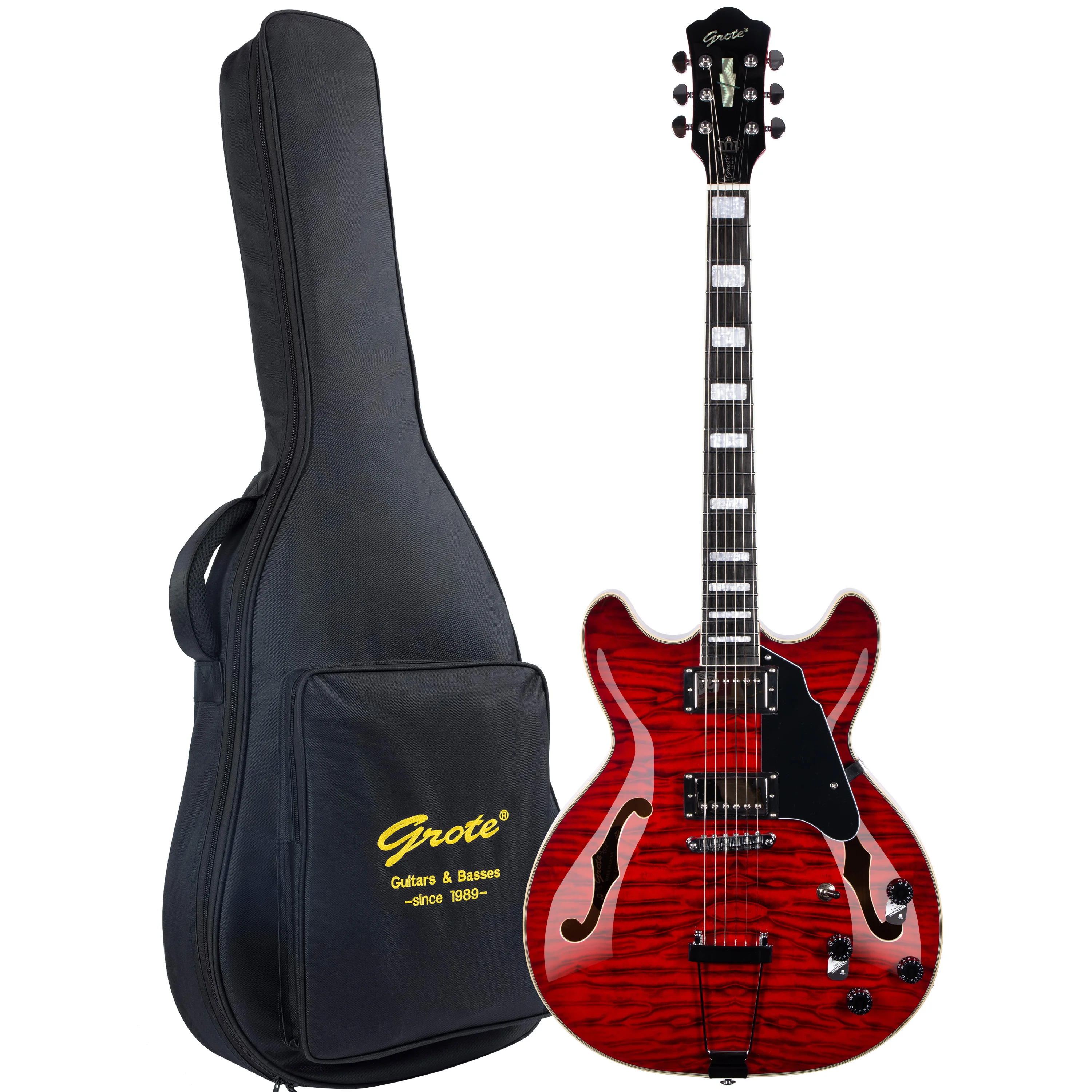 Grote Semi-Hollow Body Chitarra Elettrica Thinline Ad Arco-Top Bobine Che Si Spaccano Con Gigbag Gys-35