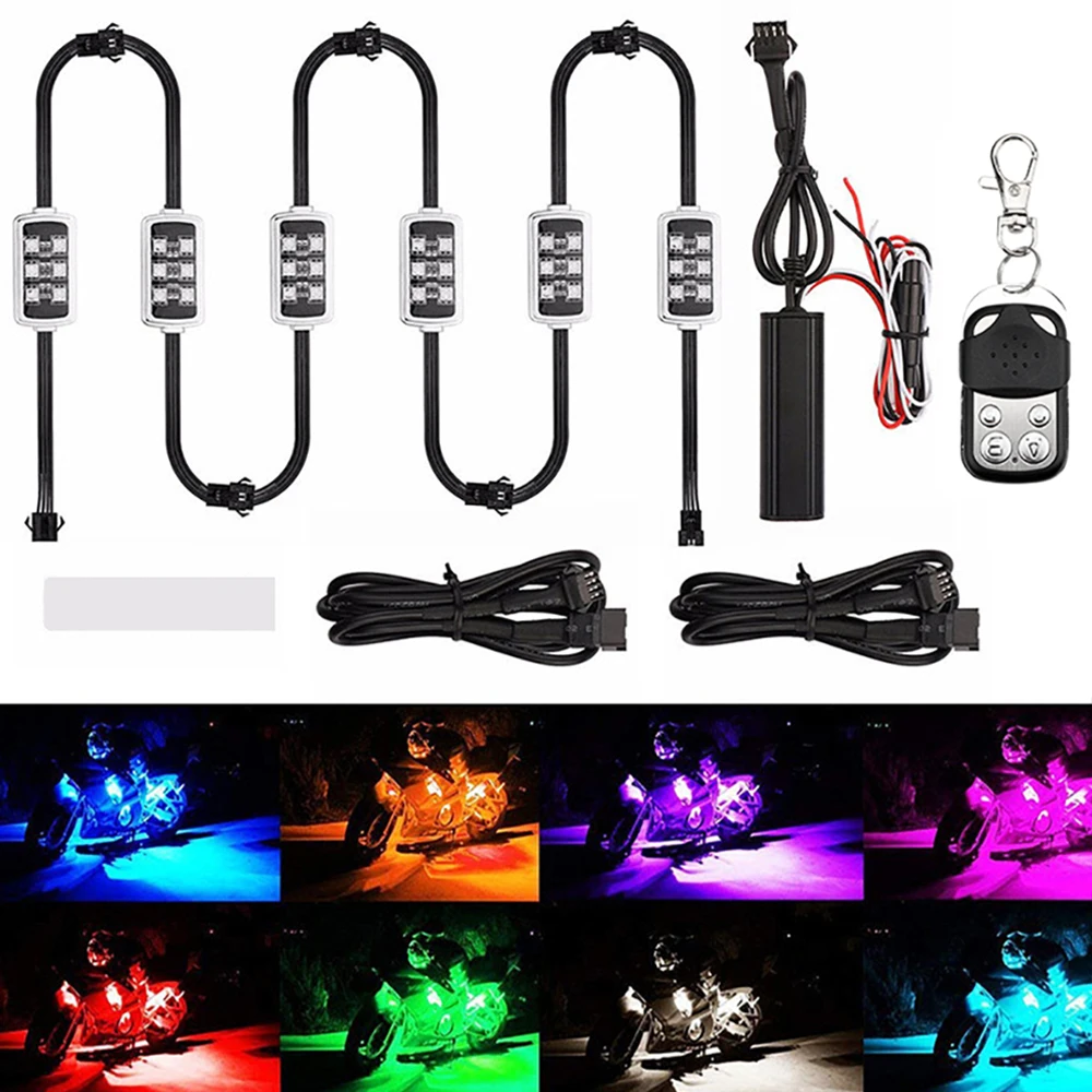 Rear Tail Light Motorcycle 6 Rgb 36 Led Moto Smart Brake Lights Led Motorcycle Light