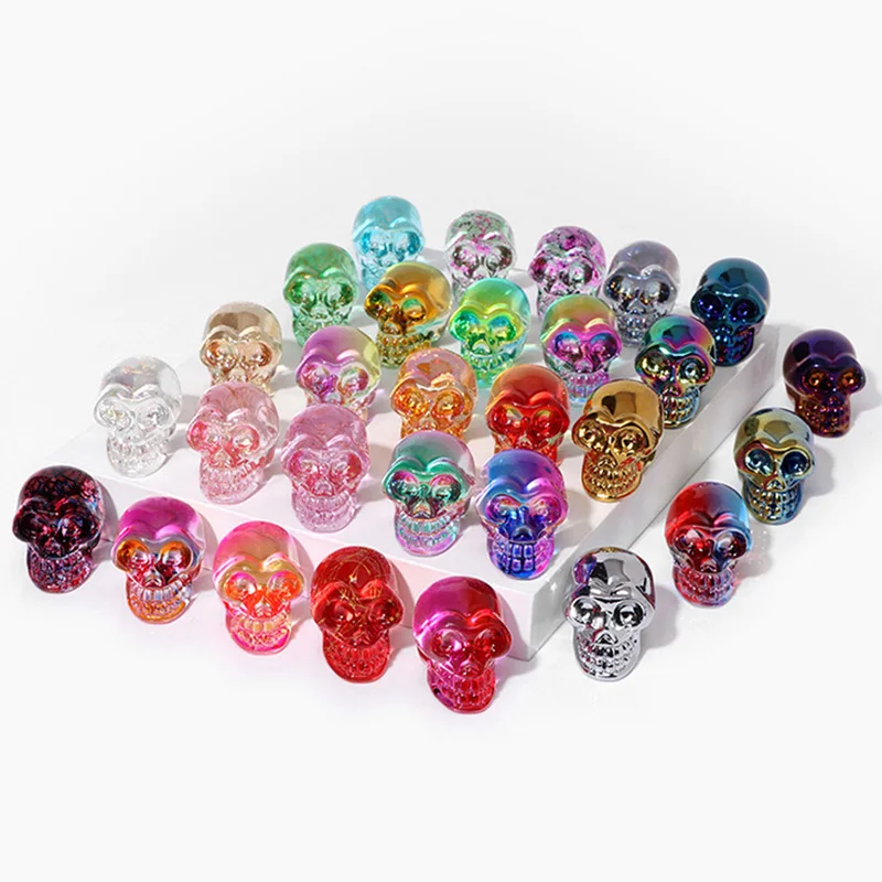 1 Pollice Mini Crystal Skull Head Statue Clear Skull Figurine K9 Glass Elettrolitico Colorful Skull Photography Puntelli Decor 1Pc