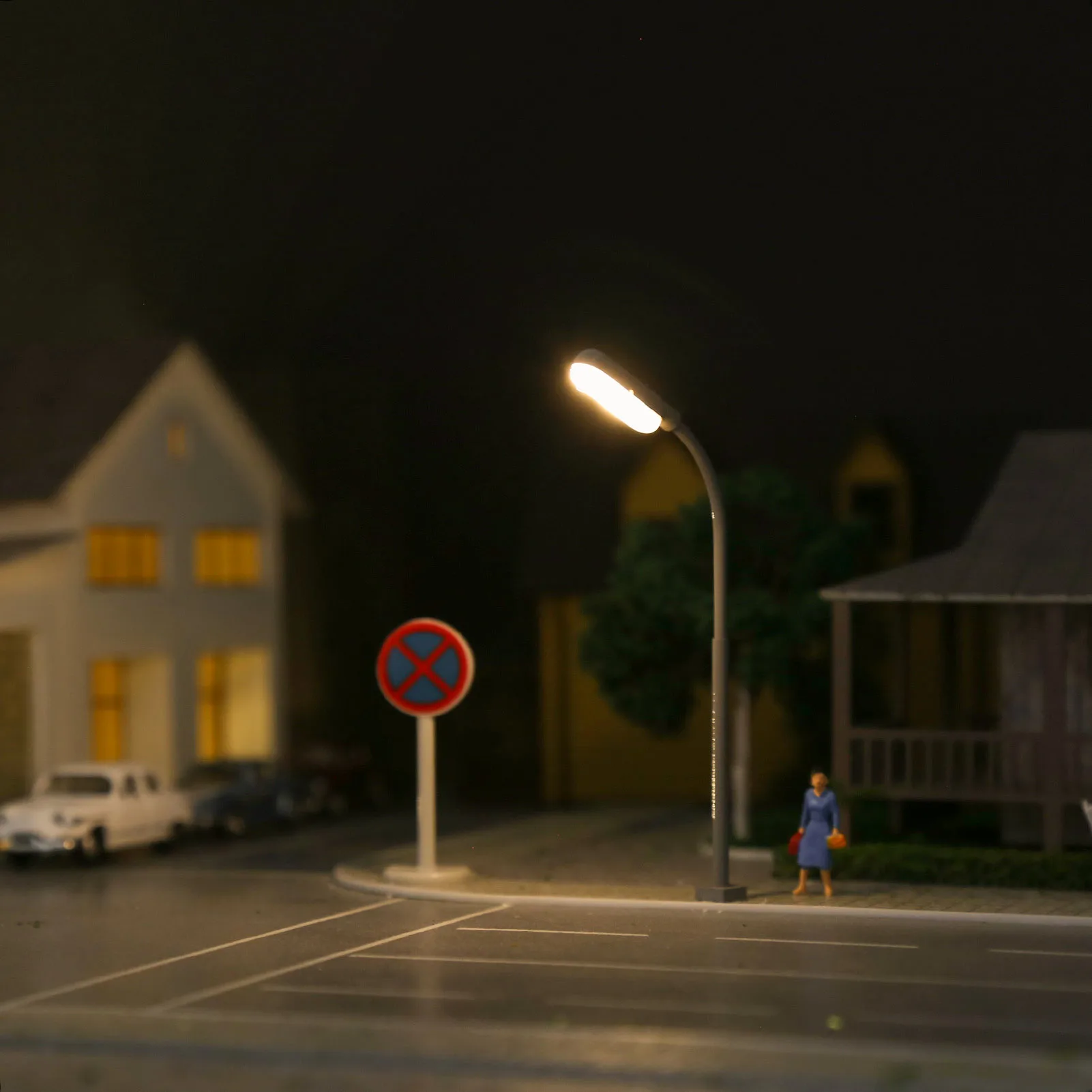 Muslimevemodel 5 Pezzi Modellini Treni Ho Tt Scale 1:100 Lampione Lampade Metalliche Led Bianchi Caldi