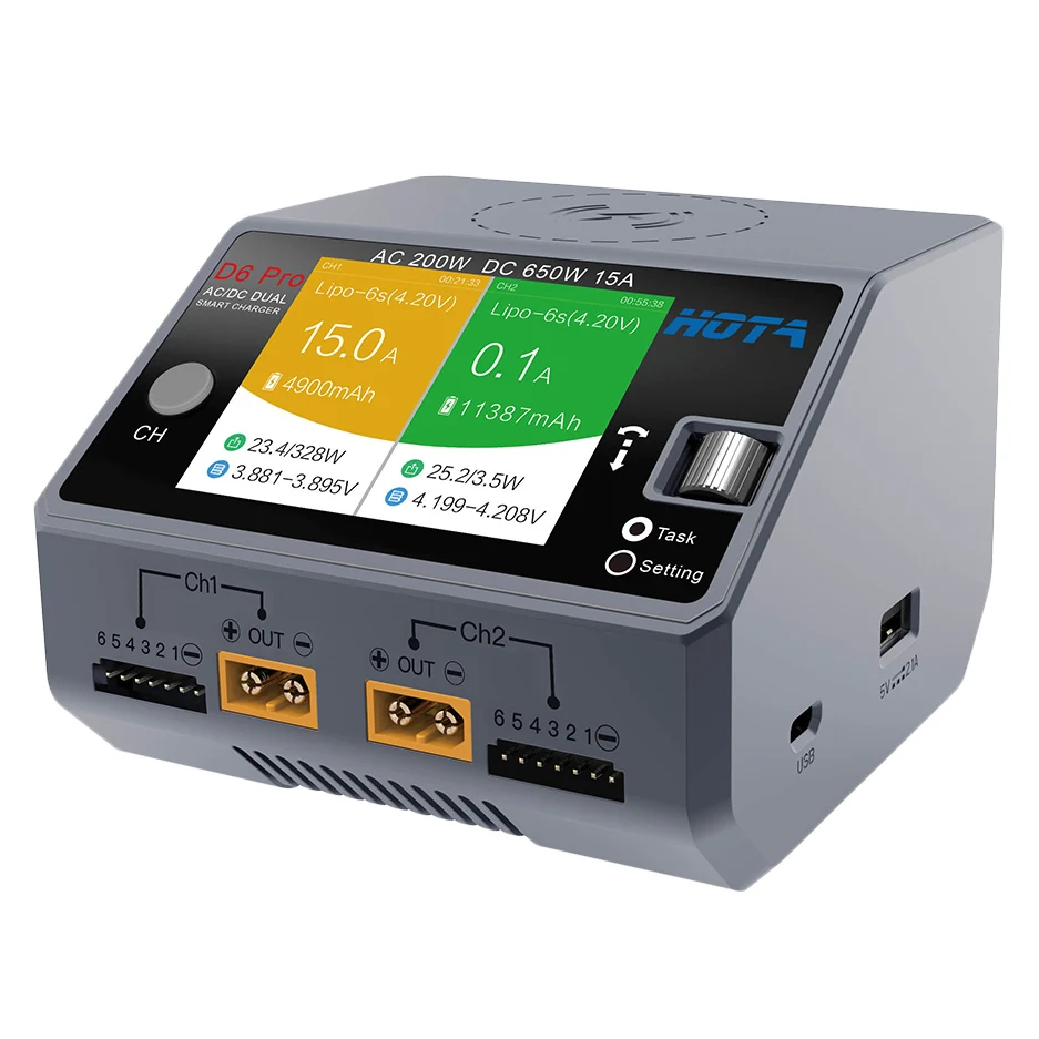 Caricabatterie Intelligente Hota D6Pro Ac200W Dc650W 15A Per Batteria Lipo Liion Nimh Con Ricarica Wireless Iphone Samsung