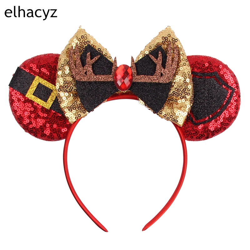 2024 Christmas Mouse Ears Fascia Con Paillettes Bow Albero Di Babbo Natale Elk Antlers Fascia Per Capelli Donna Cosplay Girl Festival Party Accessori 