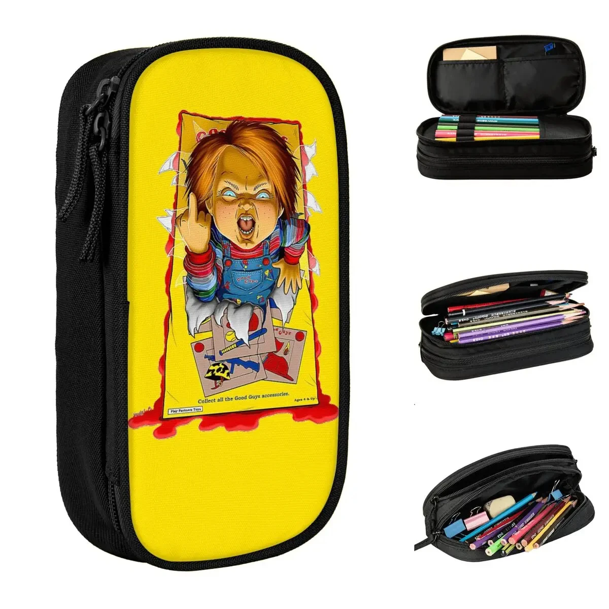 New Chucky Doll Fear Pencil Cases Portapenne Portapenne Per Ragazze Ragazzi Borsa Portaoggetti Grande Studenti Regali Scolastici Cancelleria