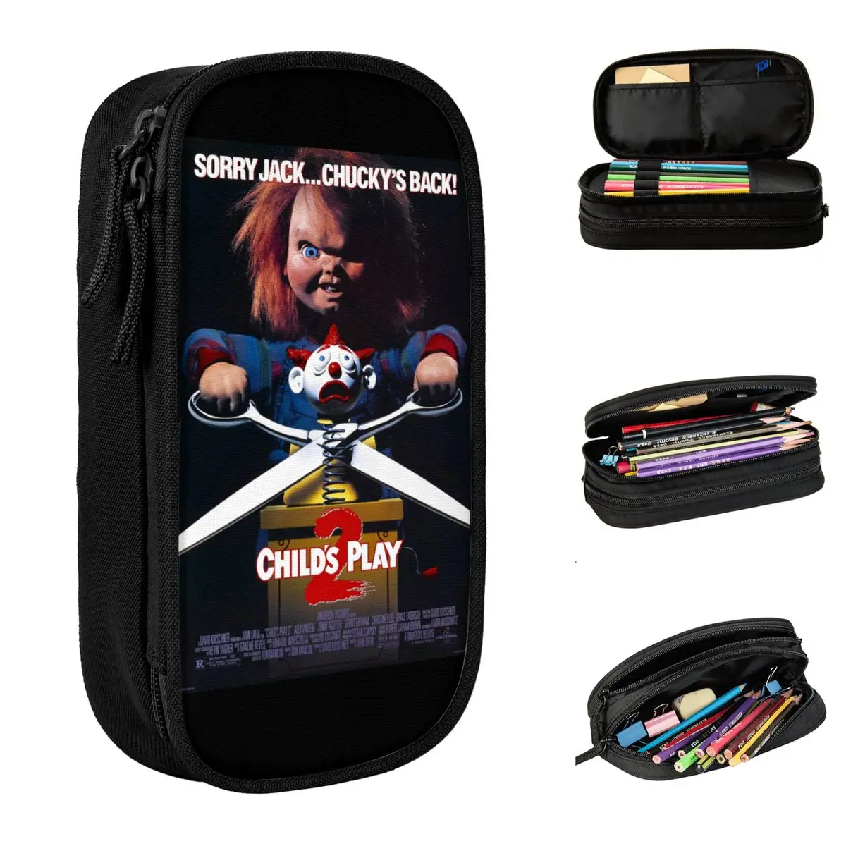 Chucky Killer Doll Horror Cult Movie Pencil Cases Classic Pen Bag Student Large Storage Materiale Scolastico Regali Pencilcases