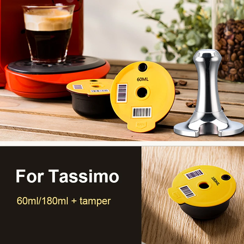Icafilas Capsule Di Caffè Riutilizzabili Da 60Ml / 180Ml Per Bosch-S Tassimo Machine Ricaricabile Filter Maker Pod Coperchio In Silicone