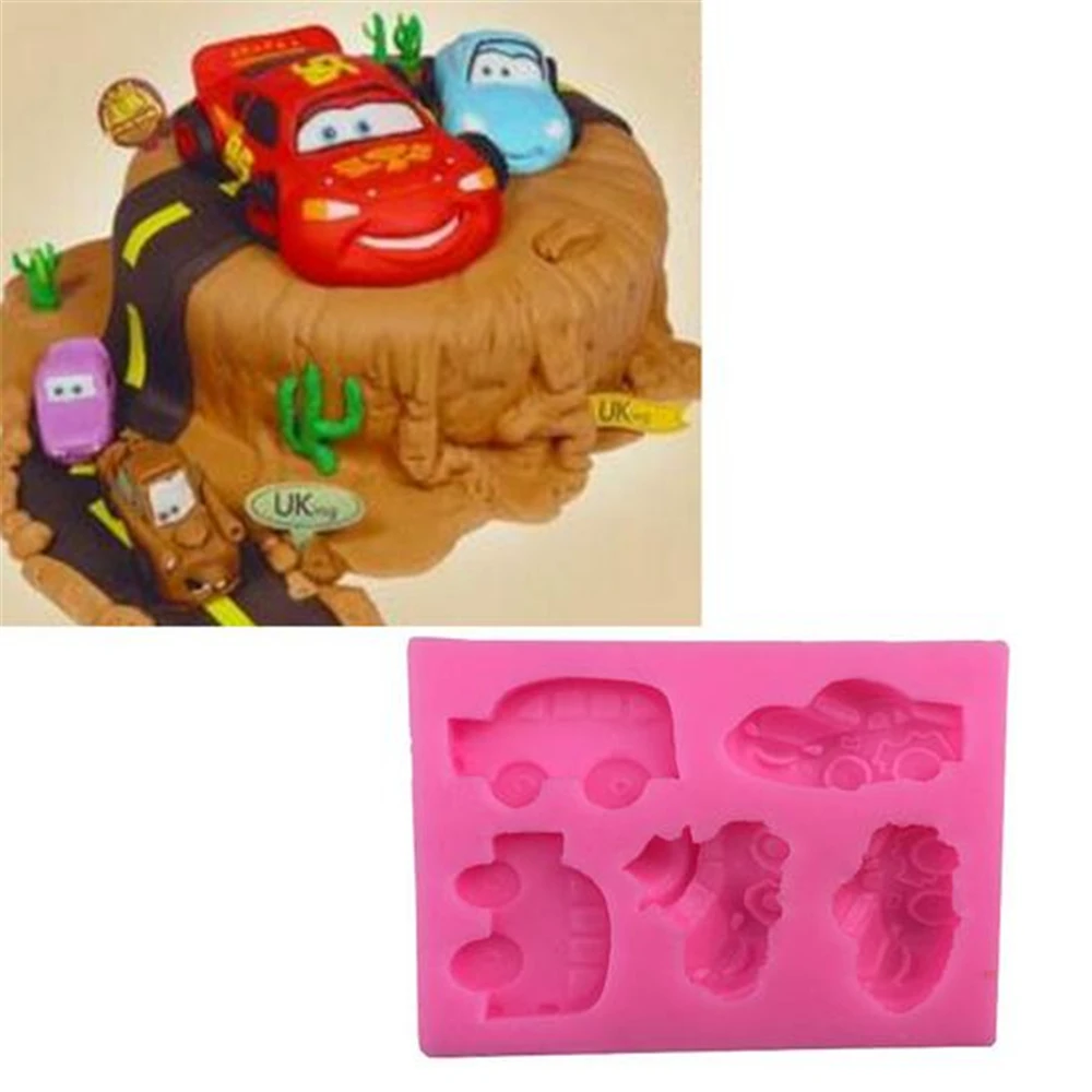 Strumenti Fai Da Te Circa 3D Automobili Del Fumetto Di Silicone Liquido Muffa Della Torta/Pasticceria Muffa/Muffa Jello Pudding/Stampi Per Il Cioccola