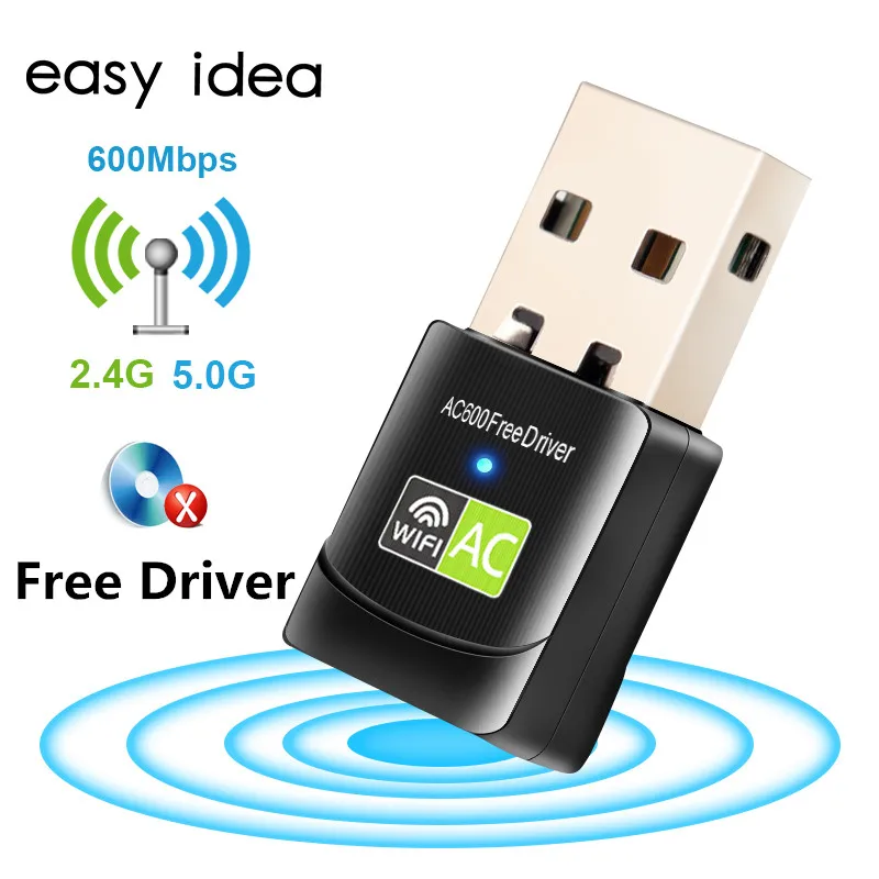 Usb Wifi Adattatore Usb Scheda Di Rete Ethernet 600Mbps 5Ghz Wi-Fi Adattatore Wifi Ricevitore Pc Antenna Wifi Dongle Usb Wi Fi Adattatore