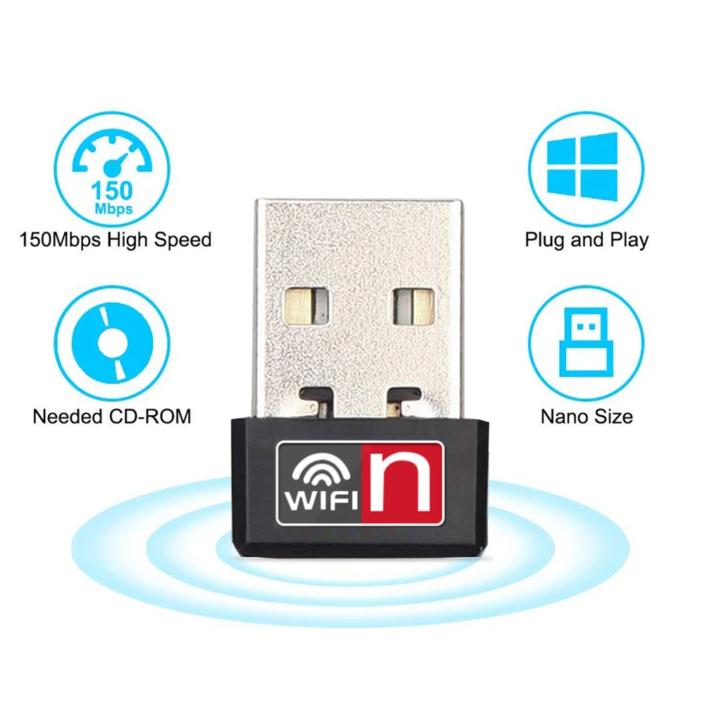 Mini Adattatore Wifi Usb Wi-Fi Usb2.0 Adattatori Driver Gratuito Wi Fi Dongle 150Mbps Scheda Di Rete Ricevitore Wireless Ethernet Per Pc