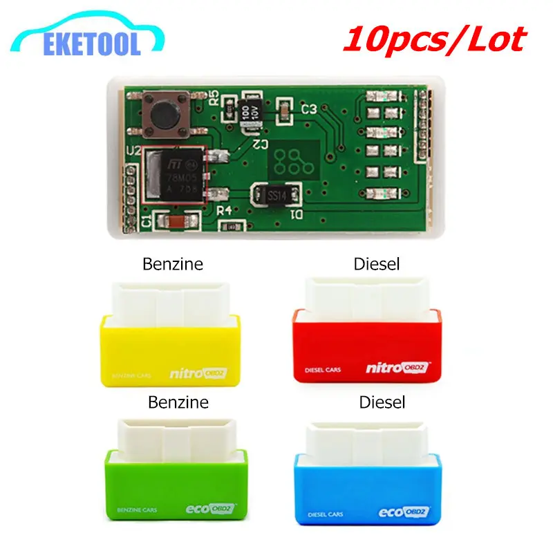 10 Pz/Lotto Nitro Obd2 Funziona Benzina/Automobili Diesel Più Potenza Più Coppia Obd2 Tuning Box Ecoobd2 Nitro Obd2 Eco Obd2 Salva Fule