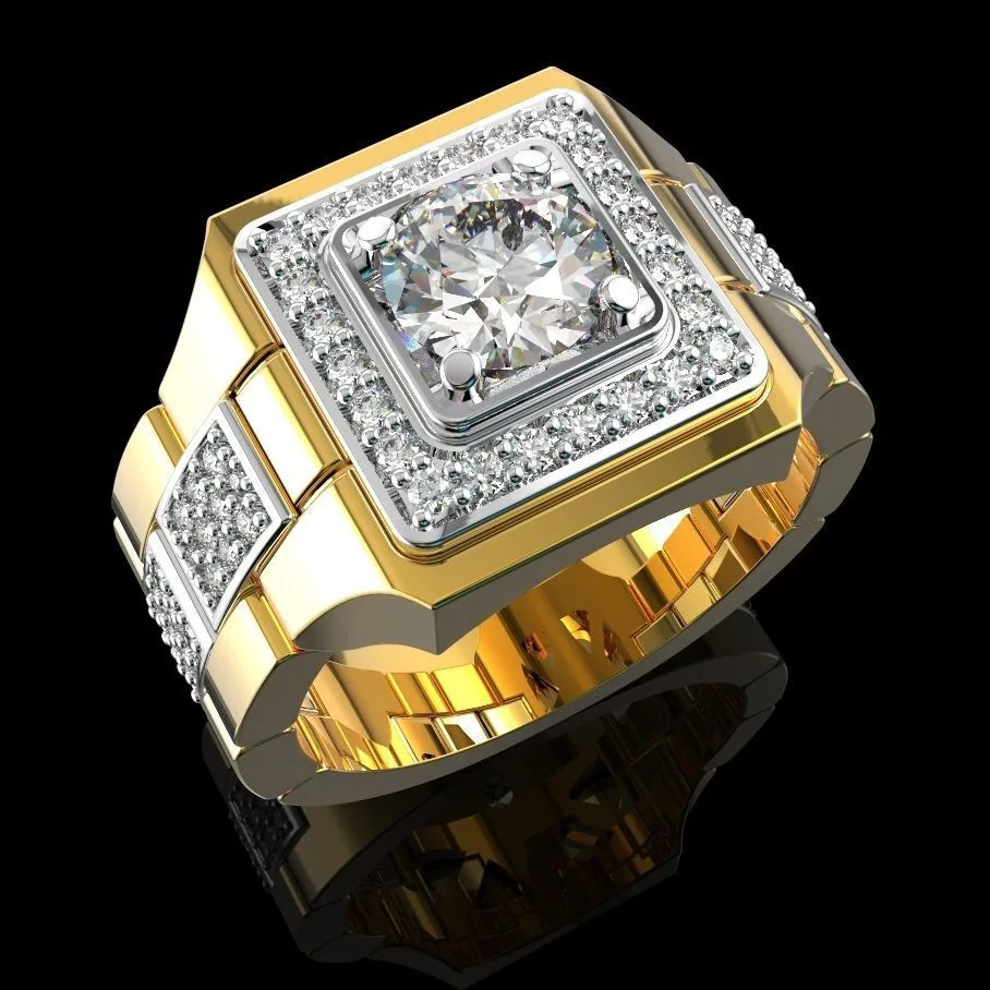 Diwenfu Real 14 K Gold White Diamond Ring Men Bijoux Femme Jewellery Natural Gemstones Bague Homme 2 Carati Diamond Ring Maschi