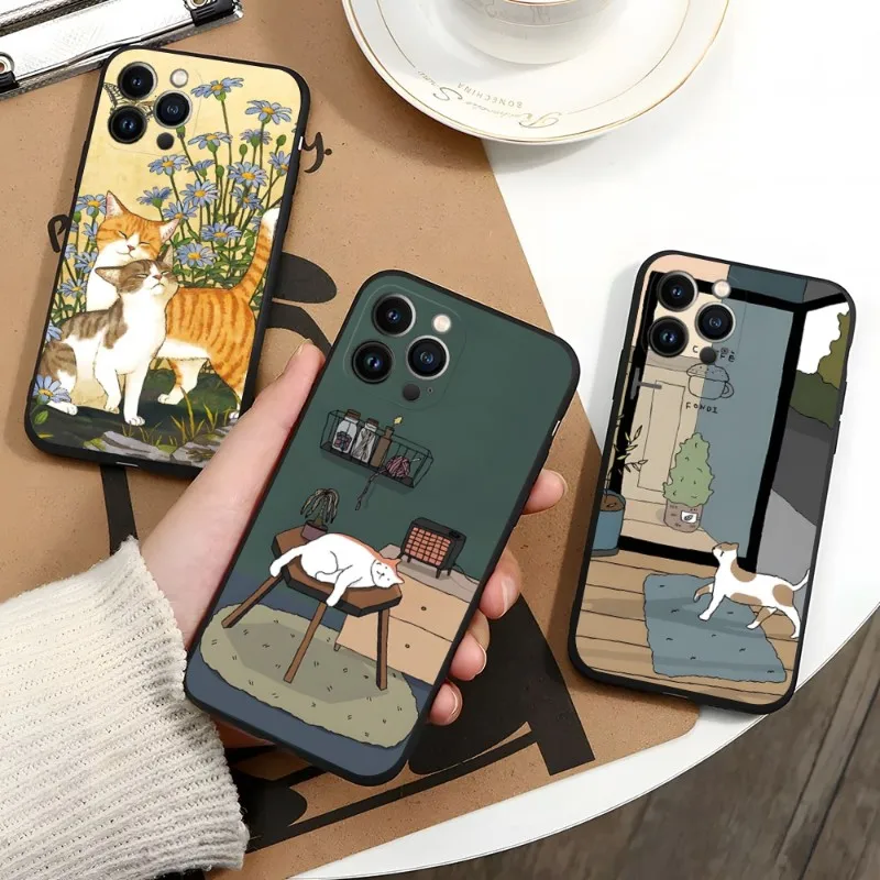 Lazy White Orange Cat Phone Case 2023 Hot Per Iphone 12Promax 11 13 14 Pro Xs Max Mini Xr X 7 8 6 6S Plus Funda Cover