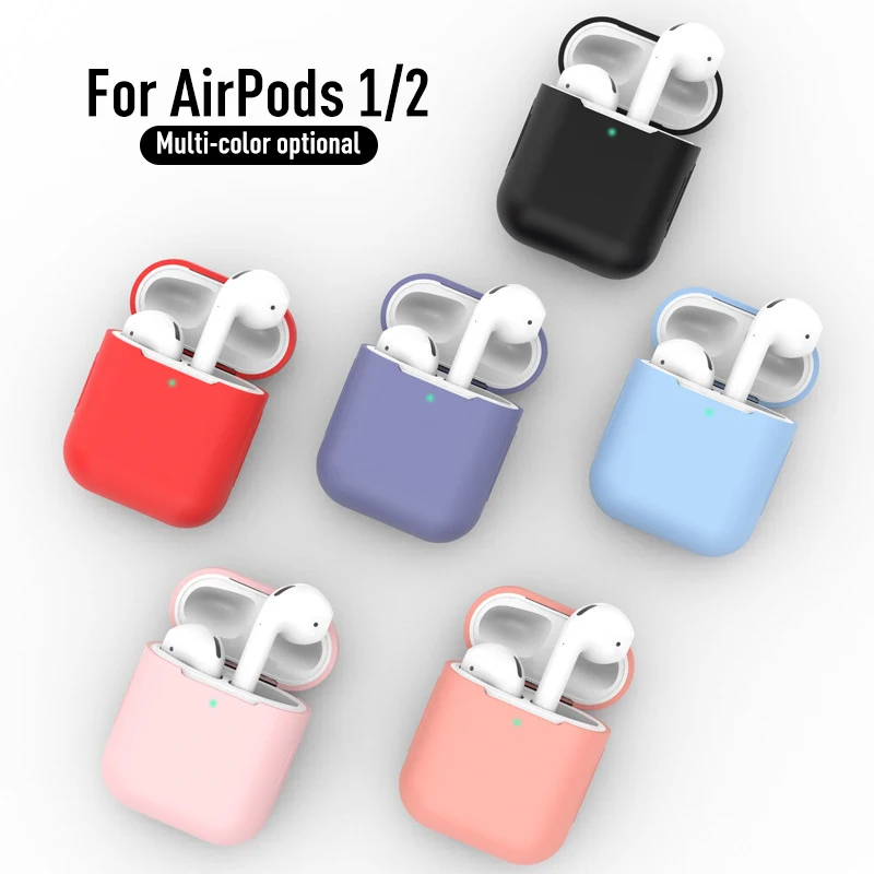 Airpods 1/2 Cover Silicone Oortelefoon Gevallen Voor Airpods 1/2 Draadloze Oortelefoon Cover Beschermhoes Per Airpods 1/2 Case