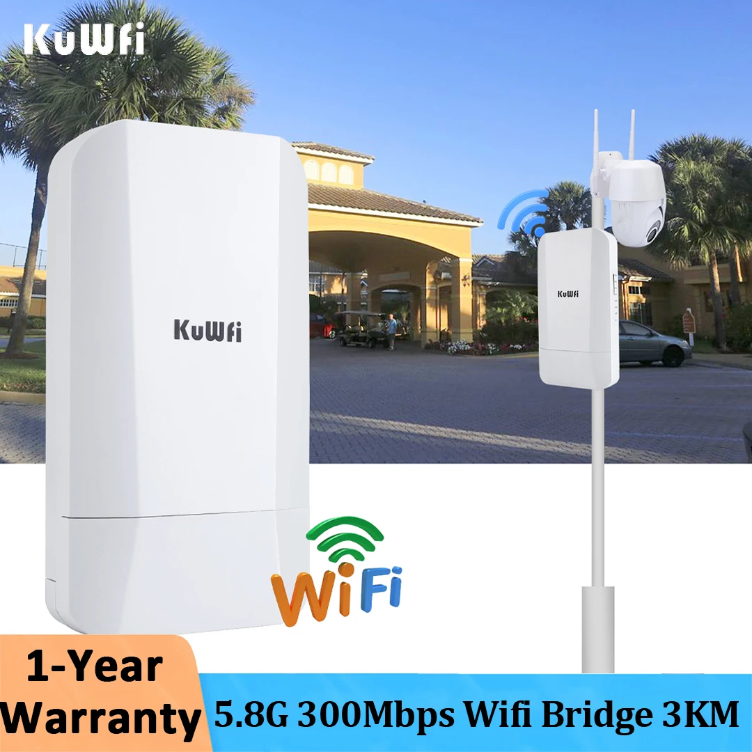 Kuwfi 5G Ripetitore Wifi 300Mbps Ponte Esterno 1-3Km Segnale A Lungo Raggio Router Wifi Punto A Punto Amplificatore Di Segnale Wifi Ip65