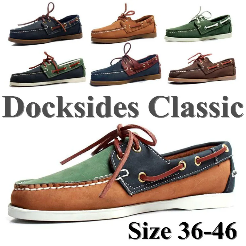 Docksides Da Uomo In Vera Pelle Classic Homme Femme Boat Shoes,Plus Size Navy Blue Brown Black Flats Mocassini Donna Driving Shoes