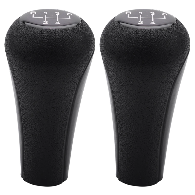 2X 5 Speed Manual Plastic Gear Shift Knob 12Mm Stick Hole (Black) For Bmw Series 1 To 7 X5 E30 E36 E46 E39 E34 Z3
