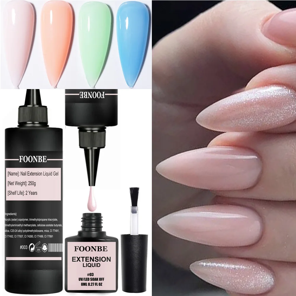 250G Liquid Builder Nail Gel Polish For Nails Extension Nude Pink White Clear Poly Self-Leveling Varnish Uv Construction Gel