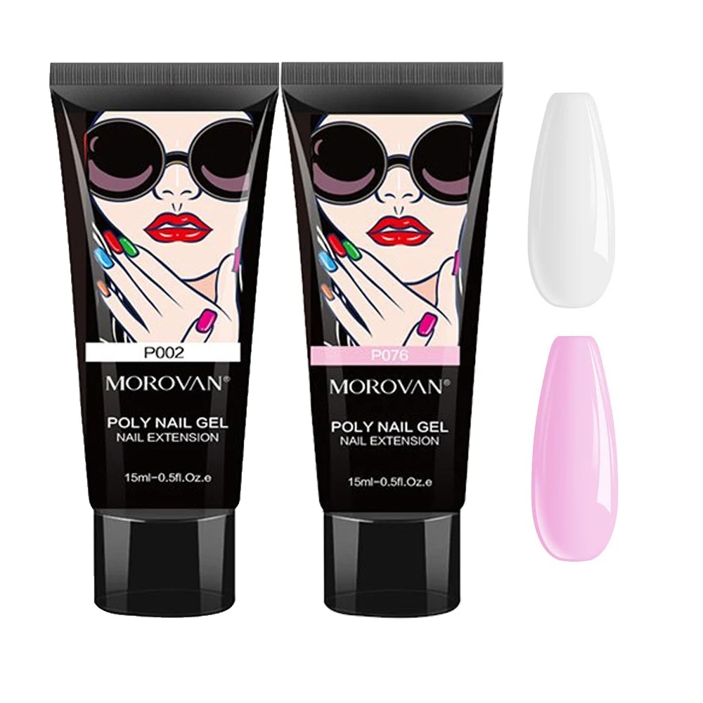 Poly Nail Gel Set - 2 Colori Poly Extension Gel Professional Poly Gel Nail Colors Packs For Beginners Poly Nail Gel