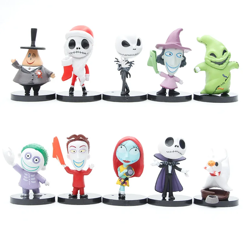 10 Pezzi The Nightmare Before Christmas Jack Skellington Pvc Action Figure Collection Modello Bobble Dolls Toy For Children Gift