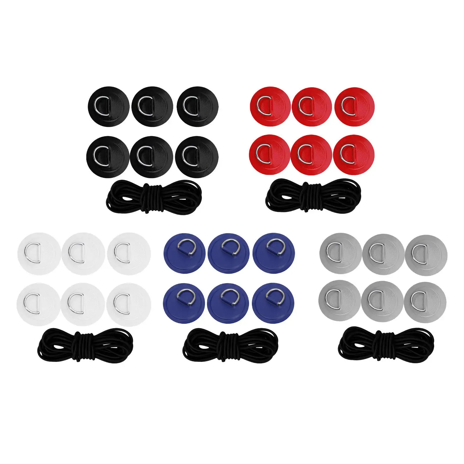 6 Pezzi D Rings Pvc Patch Deck Attachment Kit Tie Down Deck Rigging Kit D Ring Pad Per Deck Dinghy Canoe Paddleboard