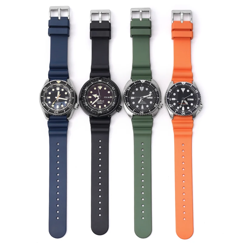 Fkm Strap 20Mm 22Mm Diving Waterproof Fluoro Rubber Watch Bracciale Accessori Per Cinturino Seiko Turtle Prospex Water Ghost