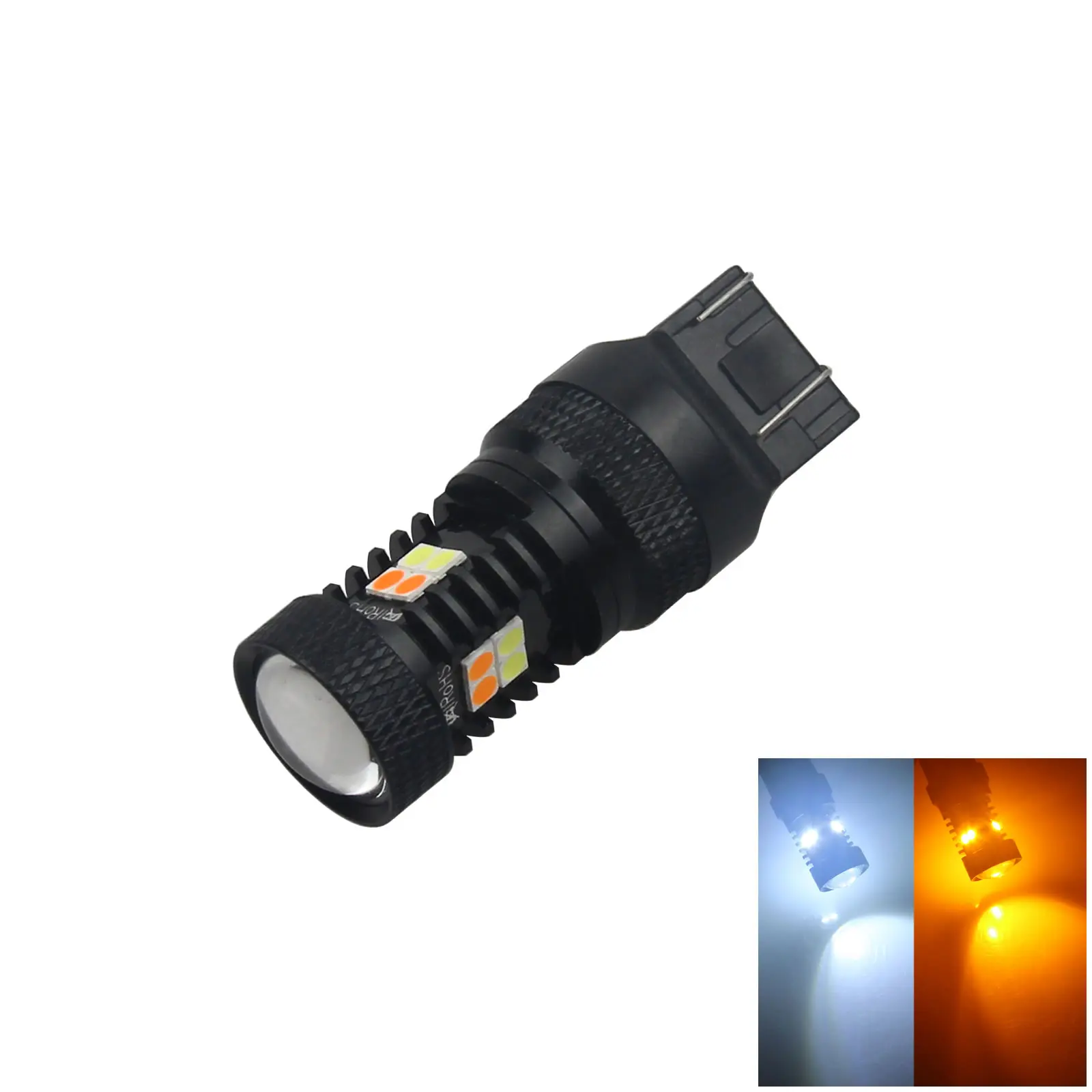 1X White&Yellow Auto 7443 Brake Lamp Reversing Light 12V-24V 16 3030 Led W3X16D Ece Z3059