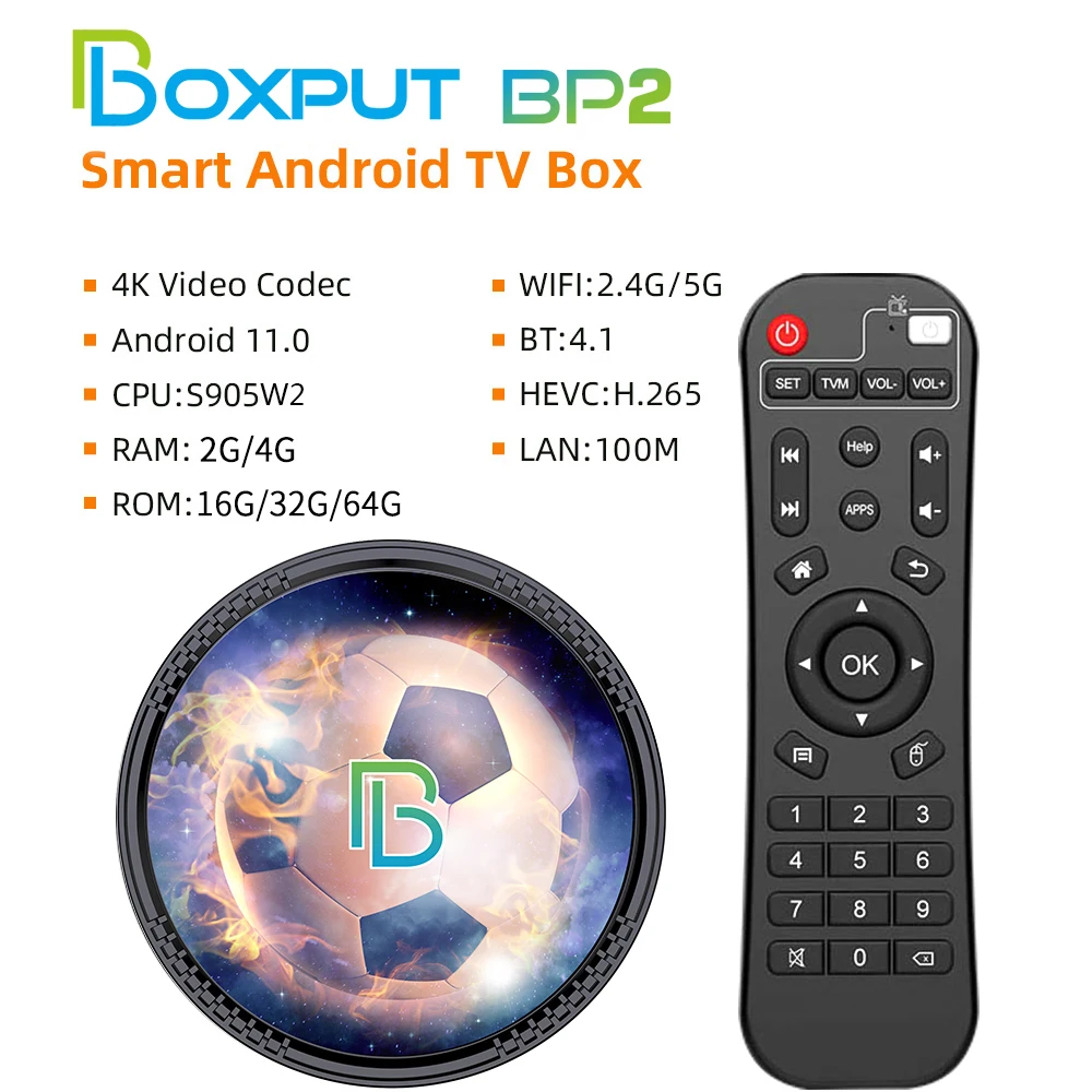 Boxput Bp2 Smart Tv Box Android 11 Amlogic S905W2 Av1 4K Smartv Set Top Box 2.4G/5G Dual Wifi Media Player Andriod Tv Box 32/64G