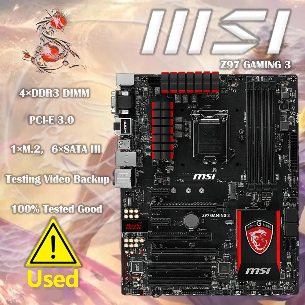 Usato Msi Z97 Gaming 3 Con Scheda Madre Intel Lga 1150 Ddr3 Usb 3.0 Atx
