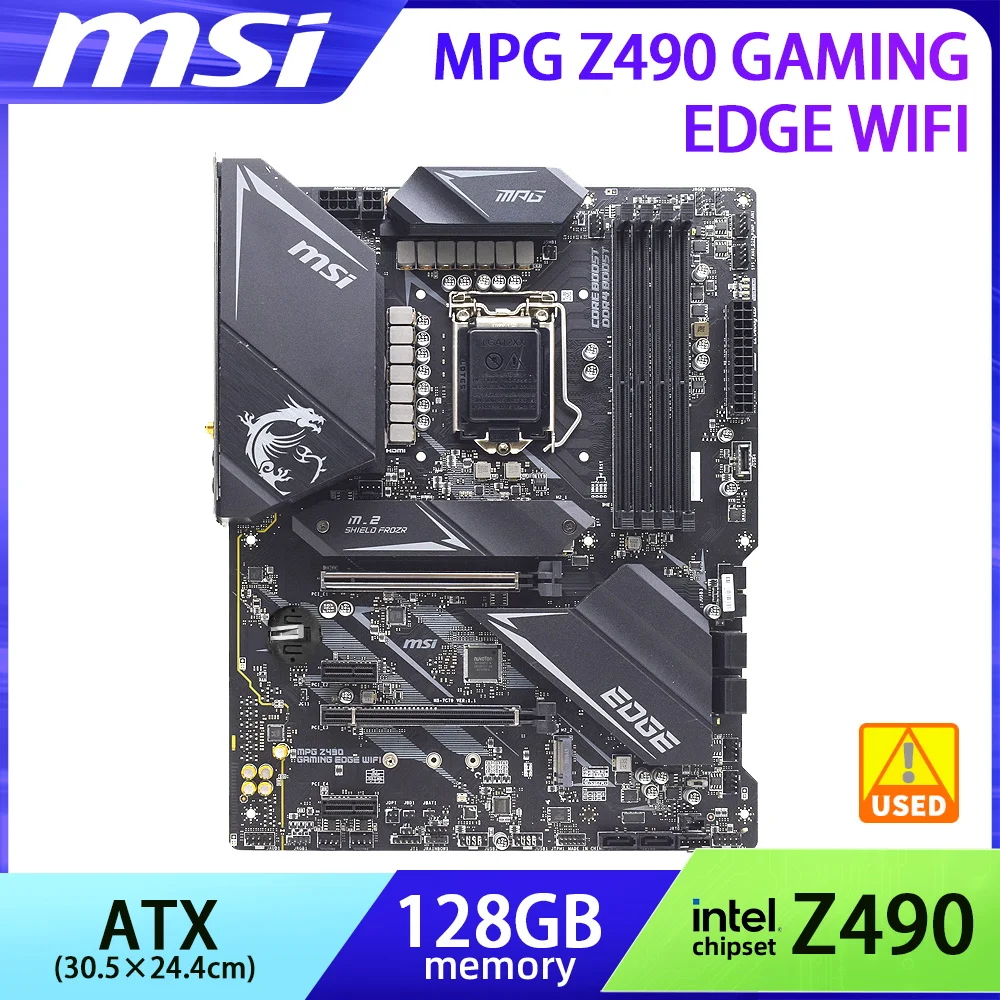 Scheda Madre Lga1200 Msi Mpg Z490 Gaming Edge Wifi Intel Z490 Per Cpu Intel Z490 I5-10400F Ddr4 Pci-E 3.0 128Gb 2 X M.2 Atx