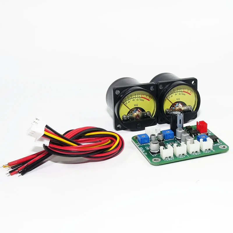 2Pcs 35Mm Vu Meter Indicatore Di Livello Audio Stereo Misuratore Audio Retroilluminazione Regolabile + Scheda Driver Per Amplificatore Hifi