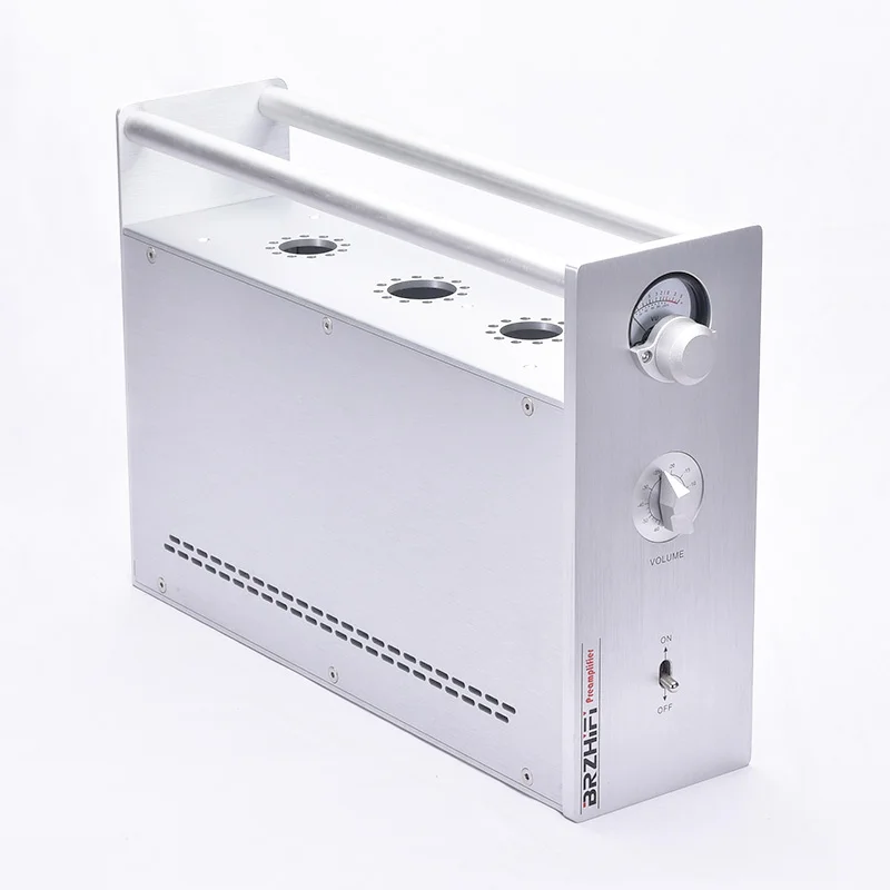 Tutto In Alluminio Amplificatore Di Potenza Chassis 300B Tubo Amp Caso Con Vu Meter Box Nuovo