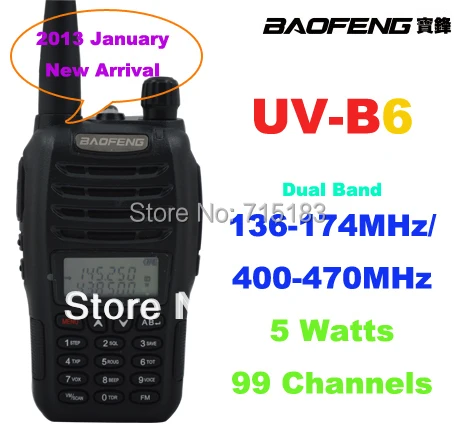 2015 New Ham Radio Baofeng Uv-B6 Dual Band Walkie Talkie Vhf136-174Mhz E Uhf400-470Mhz 5W Baofeng B6 Radio Portatile