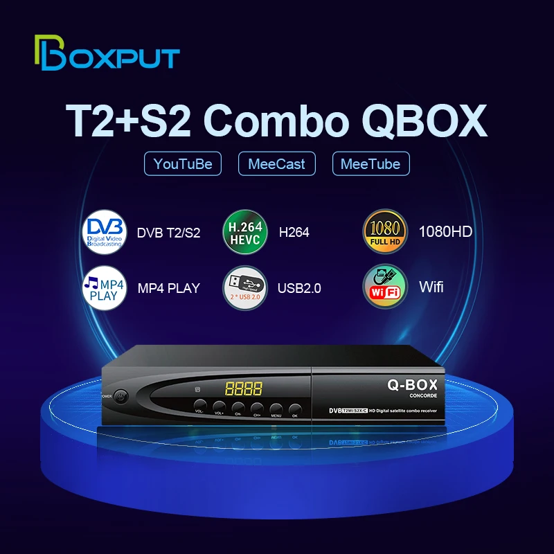 Dvb T2 S2 Combo Qbox Ricevitore Tv Satellitare H264 Mpeg 4 Decoder Tv Digitale 1080P Full Hd Mp3 Mp4 Play Epg T2 Dvb S2 Set Top Box