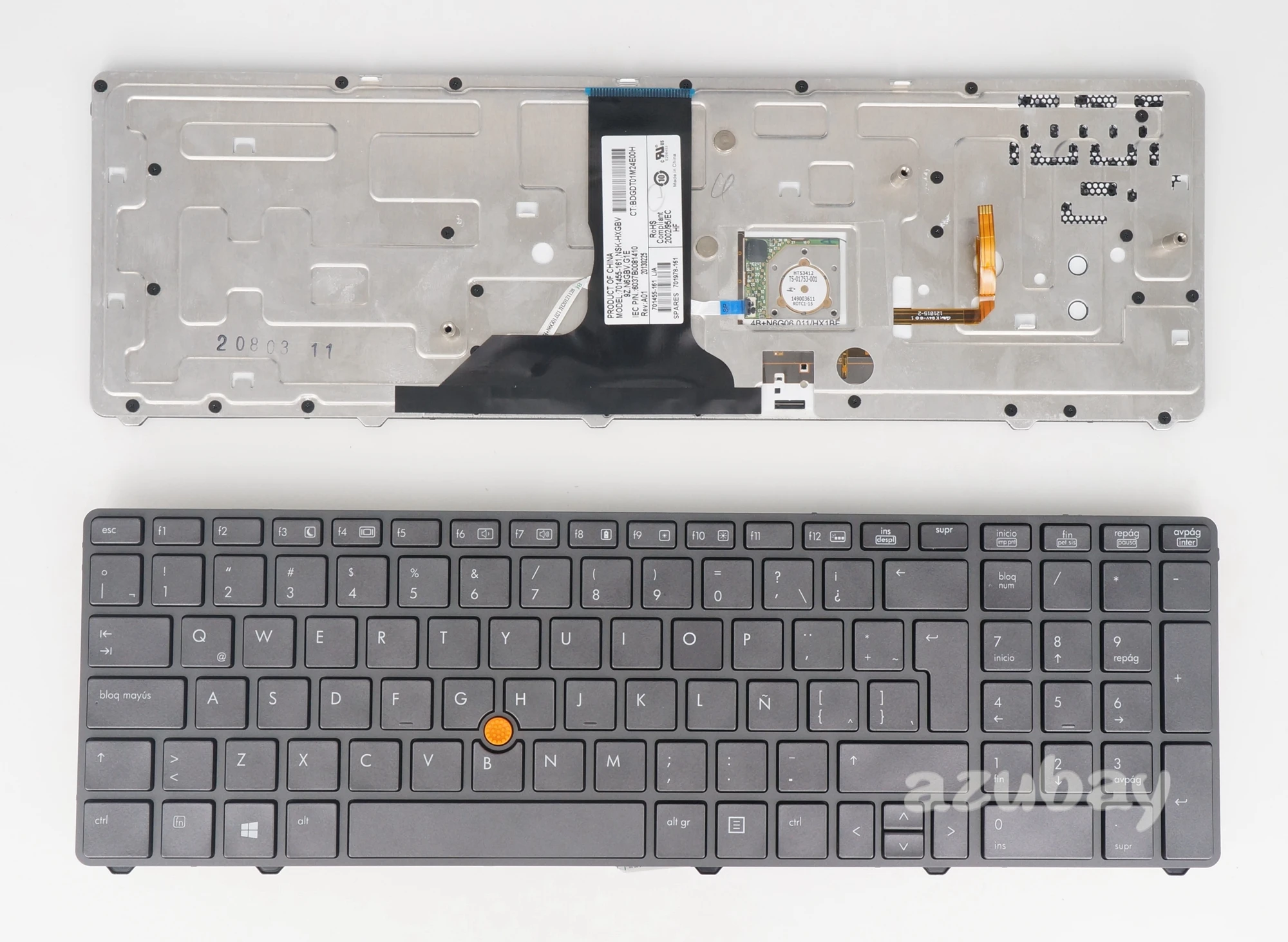 Tastiera Spagnola La Per Hp Elitebook 701455-161 701978-161 638515-161 688738-161 684393-161, Retroilluminata Con Cornice Grigia