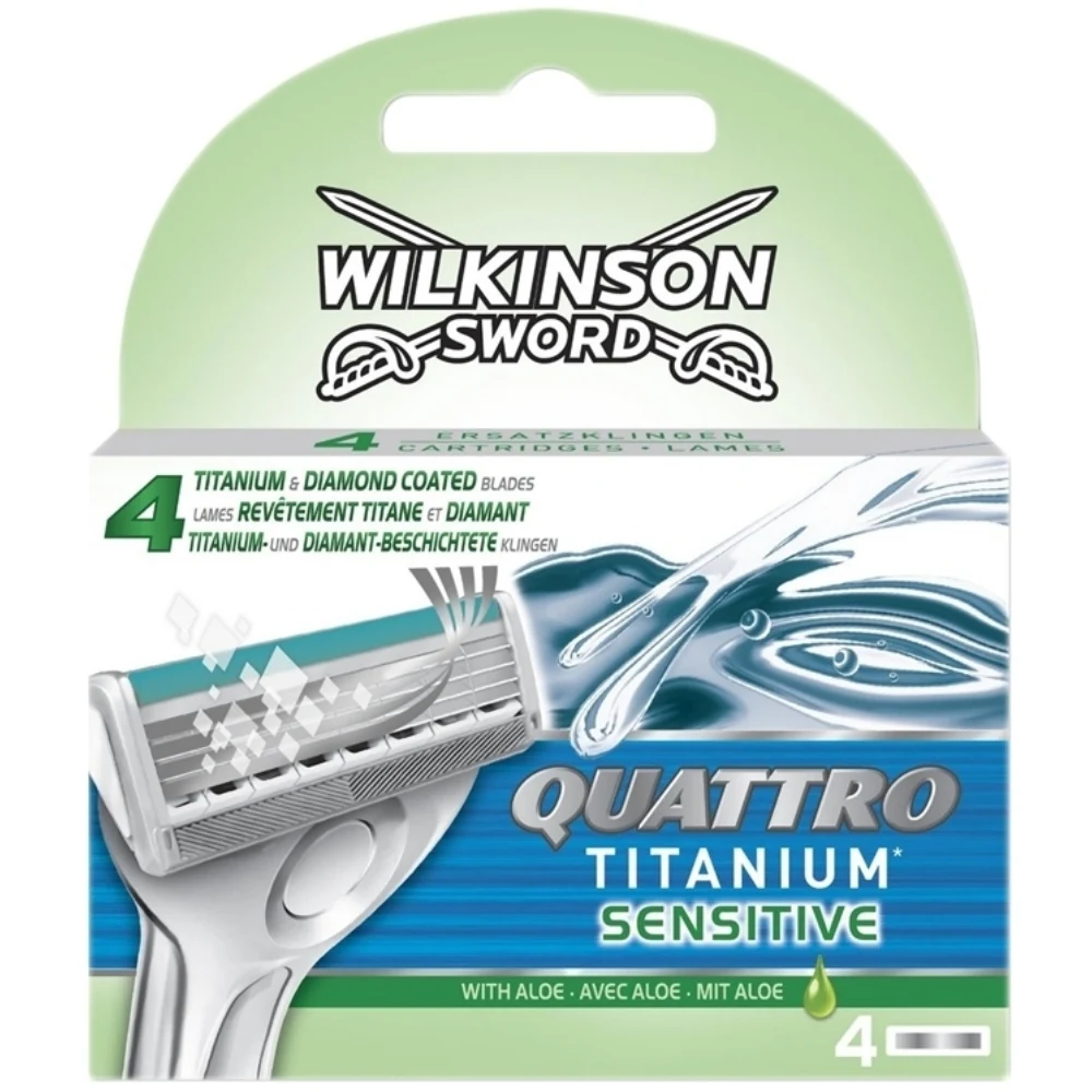 Wilkinson Sword Quattro Titanium Sensitive Refill Lame Di Rasoio 1 Confezione/4 Pezzi