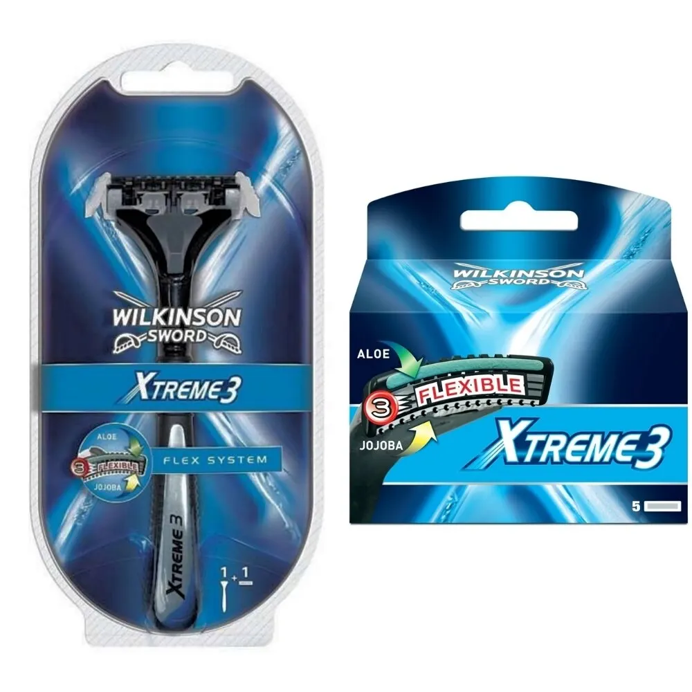 Wilkinson Sword Xtreme3 Flex System 3 Blade Razor 1 Up + 5 Lame Di Ricarica.