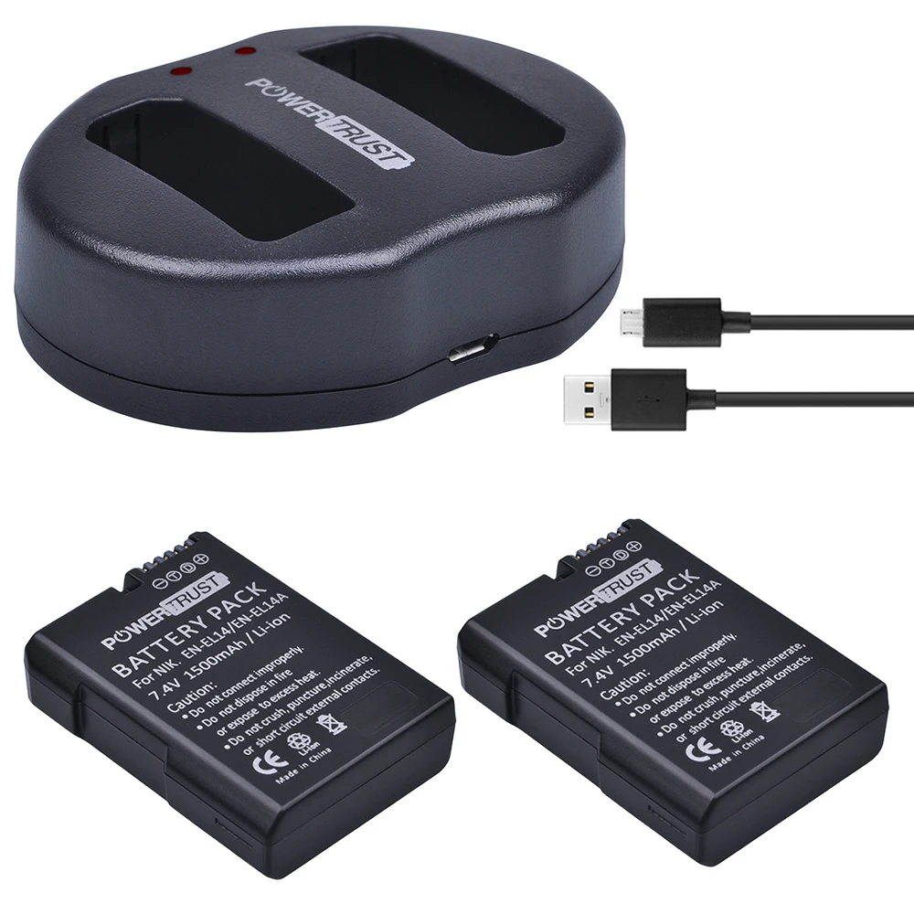 2X1500Mah En-El14 En-El14 En El14 En El14A Batteria + Dual Usb Caricabatteria Per Nikon D5200 D3100 D3200 D5100 P7000 P7100 P7700 Macchina Fotografica