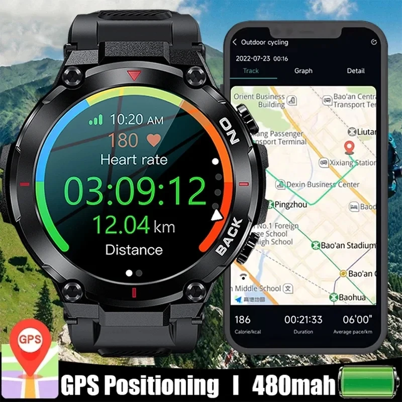New Gps Position Men Smart Watch Military Outdoor Sport Fitness Super Long Standby Smartwatch Ip68 Swimming Man Watch Per Xiaomi