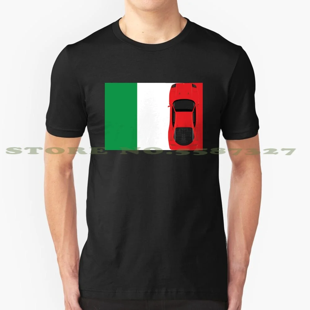 Italian Supercar Over The Italian Flag Cool Design Trendy T-Shirt Tee Scuderia Italiano Bandiera Italiana Colori Racing Classic Car