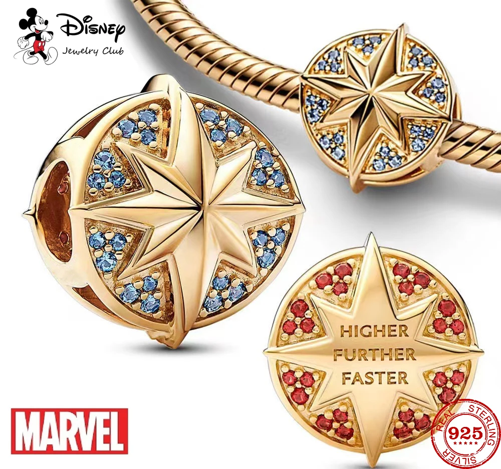 Newst 2023 Disney Captain Marvel Charms 925 Sterling Silver Original Charms Fit Pendenti Bracciale Creazione Di Gioielli Fai Da Te