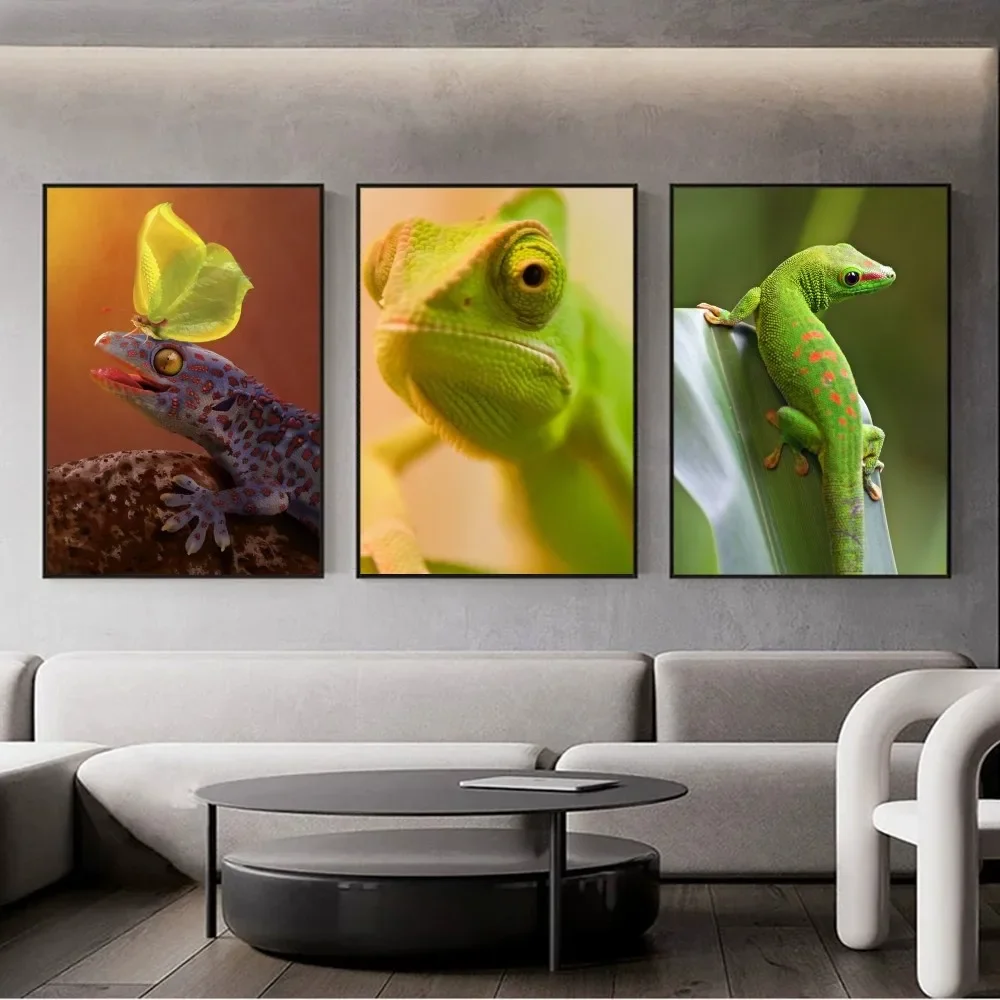 Lucertole Geco Animal Poster Fai Da Te Vintage Movie Poster Wall Art Painting Study Stickers Big Szie Wall Painting