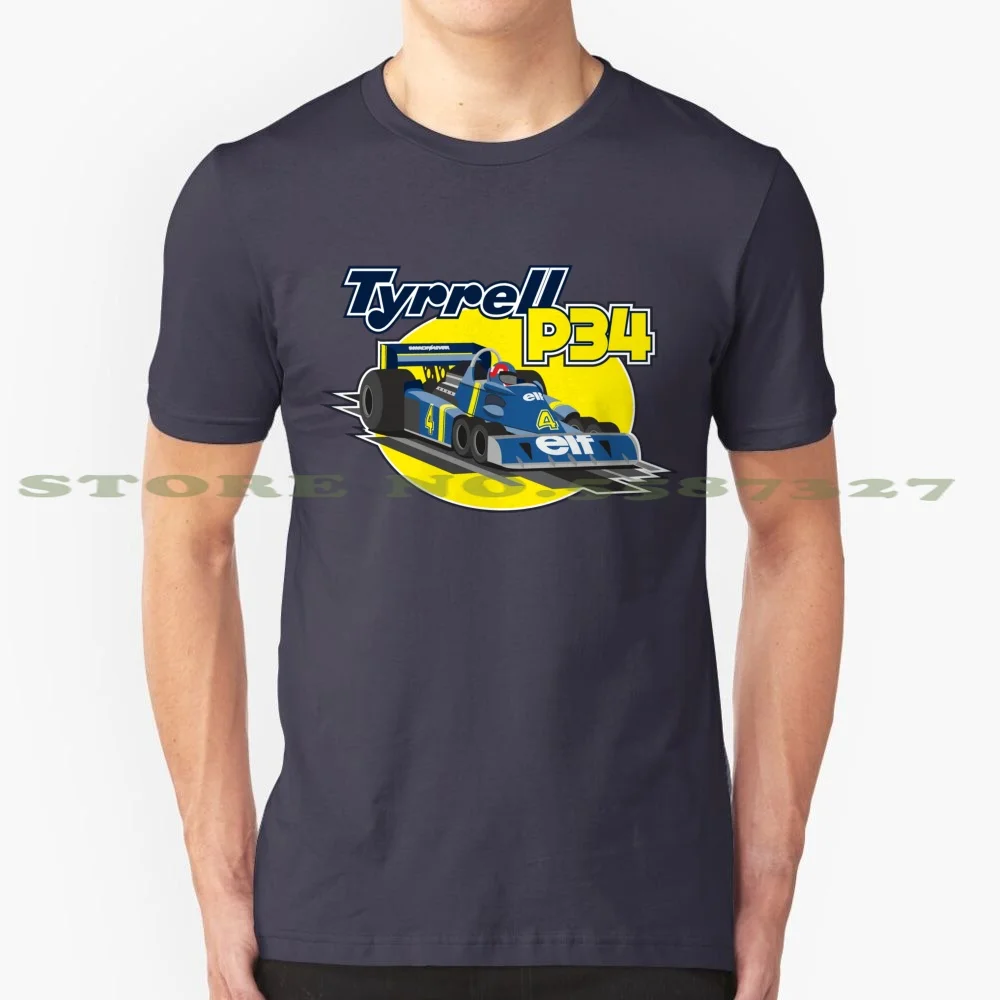 Tyrrell P34 Maglietta Bianca Nera Per Uomo Donna Retro Vintage Gp Grand Prix Race Car Motor Racing Motorsport 70S Tyrrell Depailler