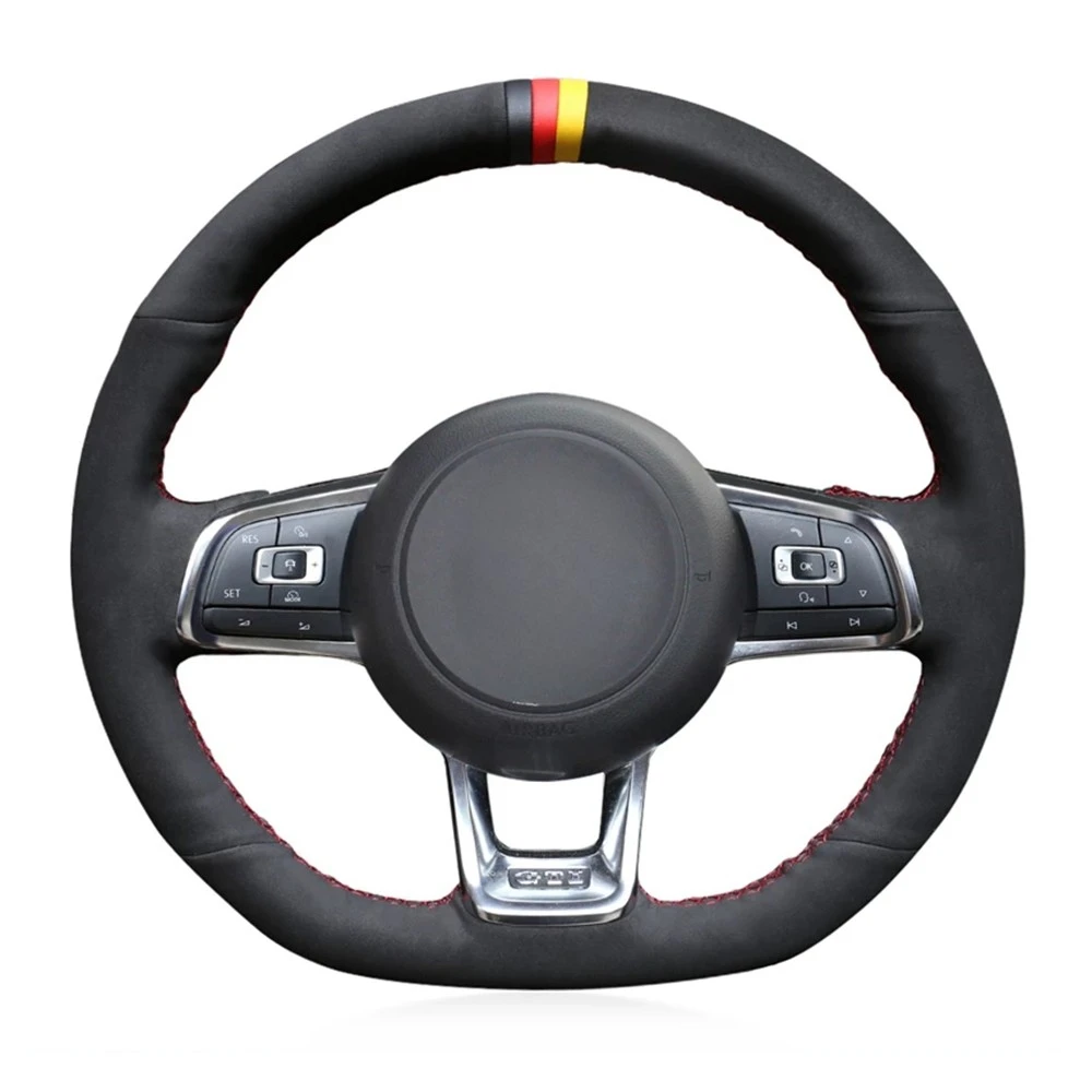 Coprivolante Per Auto In Pelle Scamosciata Nera Antiscivolo Per Volkswagen Vw Jetta Vw Golf 7 Gti Mk7 Golf Gti 2015-2020 Vw Golf R 2015-2019