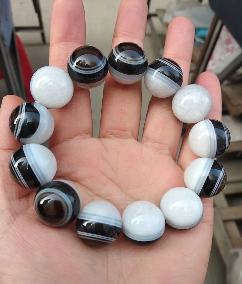 16Mm Nice Mala Bead Eye Vena Bangle Calcedonio Bracciale Amuleto Benedica Rosario Magico Churinga