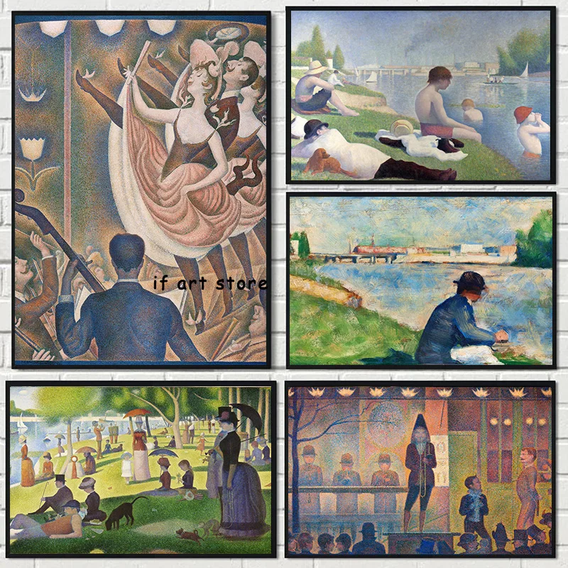 George Seurat Famoso Pittore Opere D'Arte Poster Una Domenica Pomeriggio Poster Su Tela Stampa Wall Art Picture For Room Decor