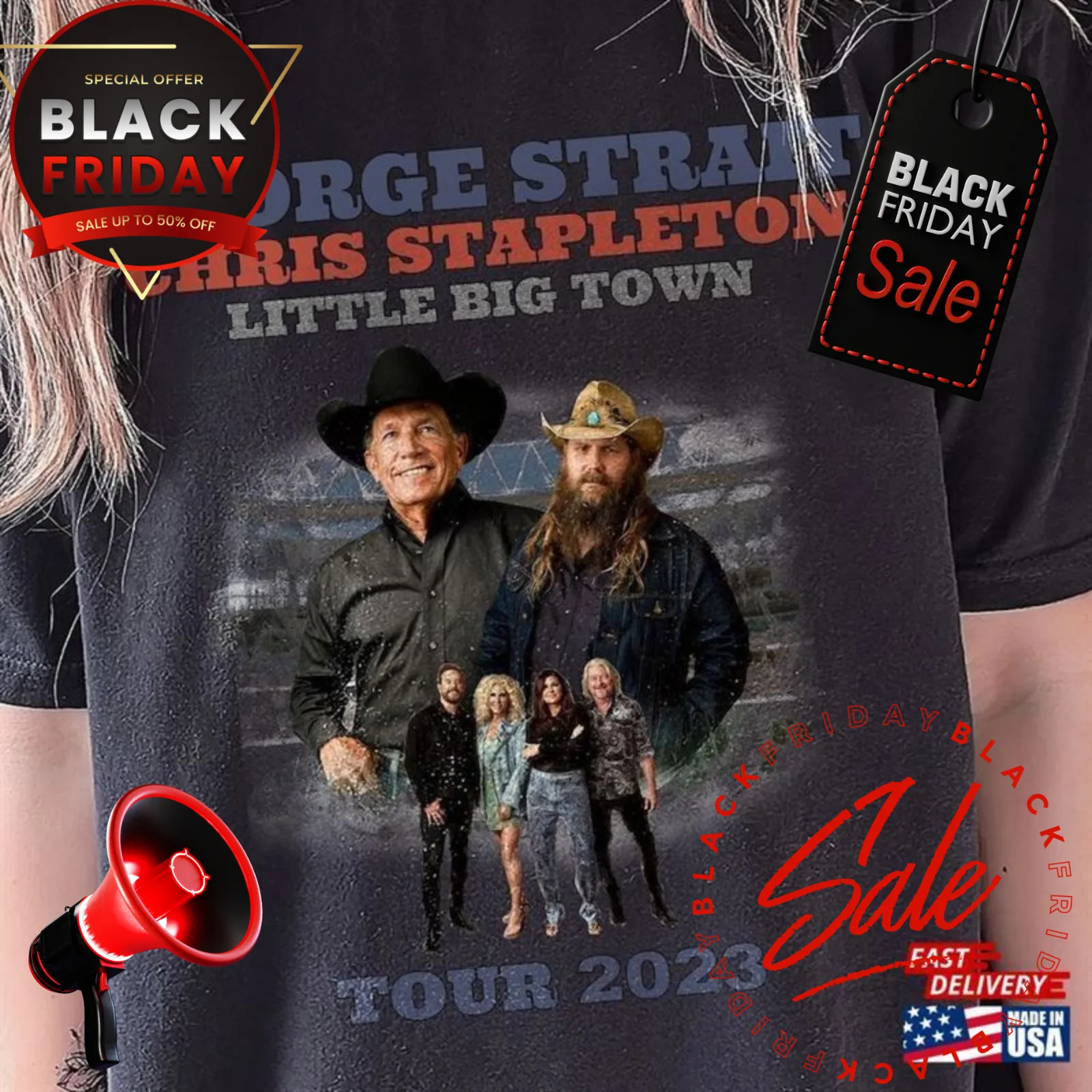 Maglietta Musicale Country George Strait Tour 2023 S 5Xl P8637 Maniche Lunghe O Corte