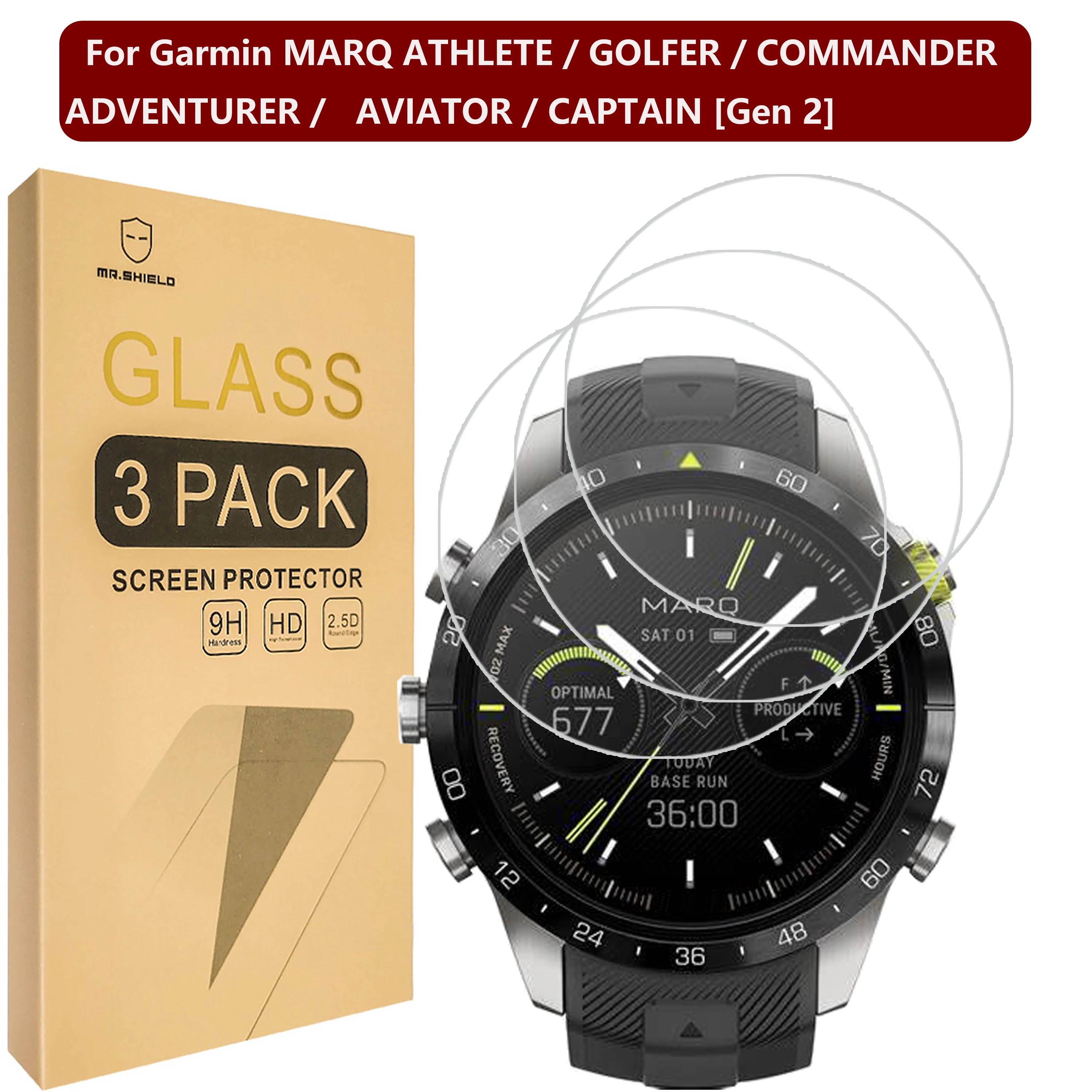 Protezione Dello Schermo Mr.Shield Compatibile Con Garmin Marq Athlete/Golfer/Commander/Adventurer/Aviator/Captain [Gen 2] [Confezione Da 3]