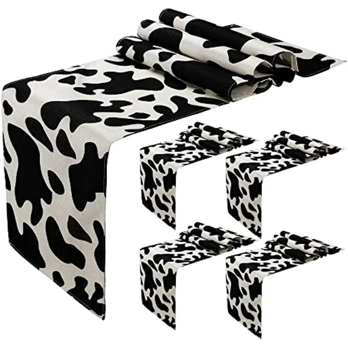 Cow Print Table Runner Farm Black White Cowhide Tovaglia Party Western Barnyard Cowboy Theme Birthday Home Kitchen Decor