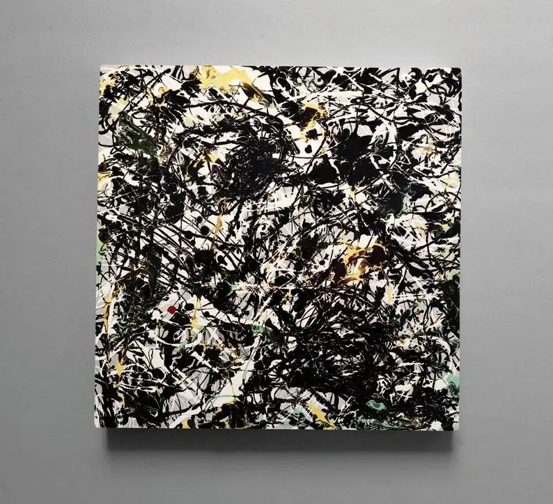 Jackson Pollock Industrial Wall Art, Mid Century Artwork, Wood Wall Art Largeabstract Oil Painting,   Abstract Contemporary Art